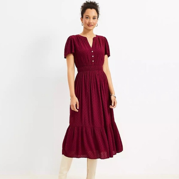 LOFT Dresses & Skirts - LOFT Burgundy Midi Dress